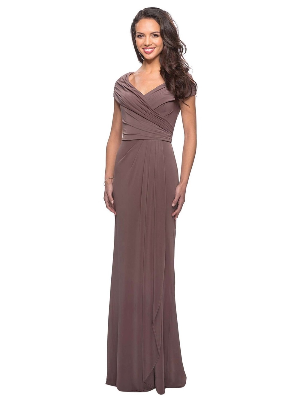 La Femme Cocoa Jersey Gown Size 2 Nwot $389